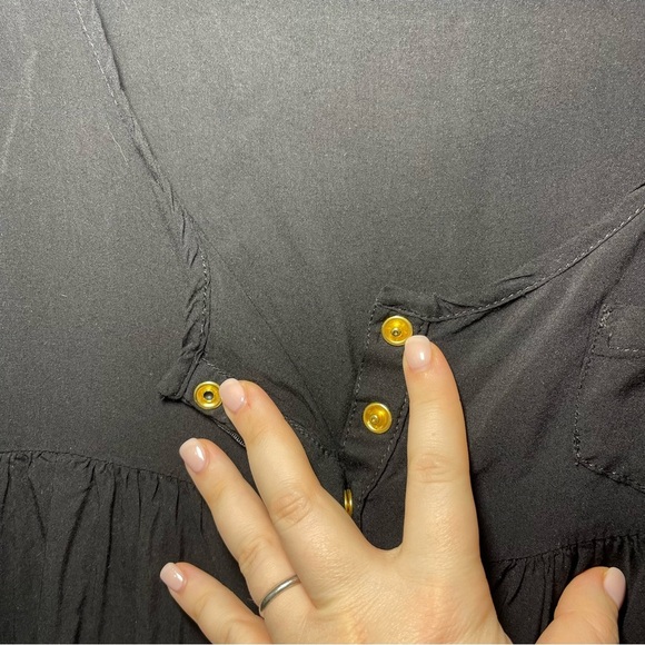 Farm rio Women's Black long sleeve deep crewneck babydoll casual shirt in size S - Picture 8 of 11